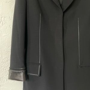 Versace Fitted Blazer with Leather Sleeve Detail